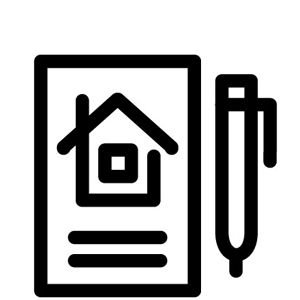Document house and pen icon